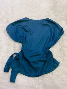 Teal Tie-Waist Top