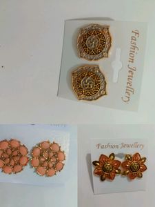Earrings 3 Pair Of Tops Combo