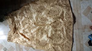 Elegant Gold Embroidered Lehenga Skirt