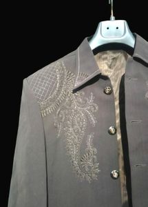 Embroidered Gray Blazer