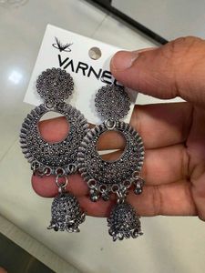 Oxidised Silver Jhumka Earrings