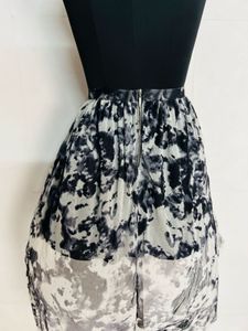 Abstract Print High-Low Skirt