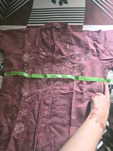 Embroidered cord set in brown color