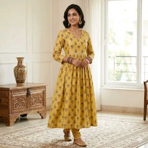 Yellow Printed Kurta
