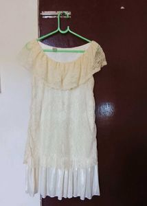 Cream Lace Off-Shoulder Dress