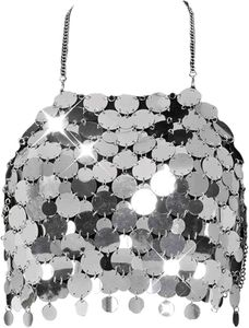 metalic Sparkling Sequin Halter Top