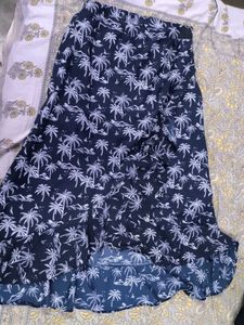 Tropical Print slit Skirt
