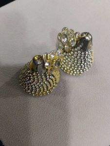 Golden Jhumka Earrings with Crystals&amp; free gift 🎁