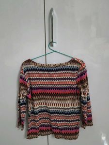 Colorful Geometric Print Long Sleeve Top