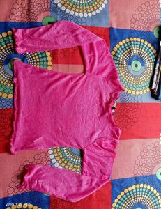 Hot Pink Mesh Crop Top Set