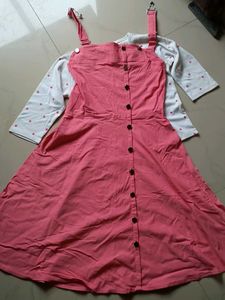 White Long Sleeve Top with Pink Polka Dots