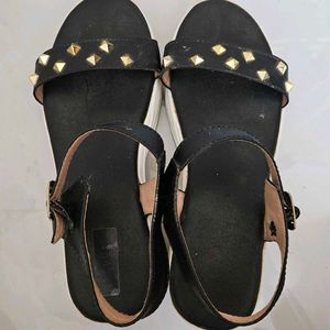 Black and White Platform Studded Sandals