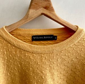 Global Republic Mustard Knit Cropped Sweater (M)