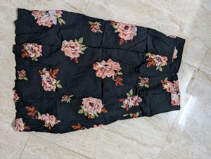 Black Floral Wrap Skirt