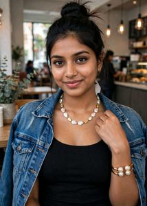🆕Elegant Pearl &amp; Gold Necklace Set