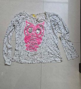 Cute Owl Sequin Long Sleeve Top