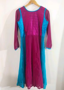 Pink &amp; Teal Embroidered Salwar Kameez