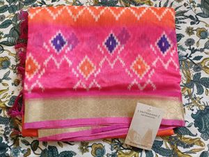 Vibrant Ikkat Print Saree with Paithani Pallu
