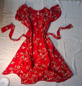 Chic Red Floral Print Dress