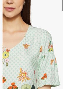 Light Green Floral Print Kurti