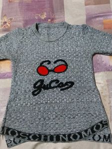 Grey "Guess" Sunglasses Graphic Sweater