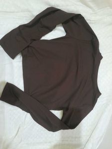 Savana Brown Long Sleeve Cropped Top