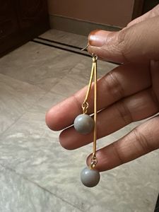 Elegant Drop Earrings with Grey Beads