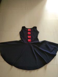 Chic Navy Dress with Bow Accents baby Frock