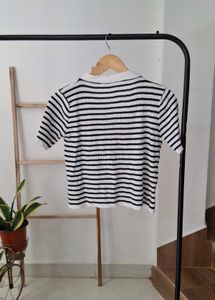 Striped Short Sleeve Cardigan top