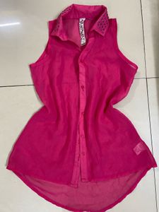 Pink Studded Sleeveless Top