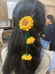 Handmade Crochet Sunflower Hair Clip