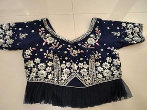 Navy Blue Embroidered Lehenga Choli Set
