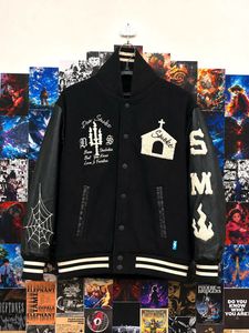 Black Varsity Jacket with Unique Graphics
