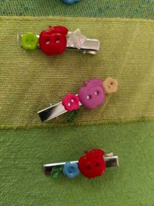 🍎 Cute Apple Button Hair Clips for Girls