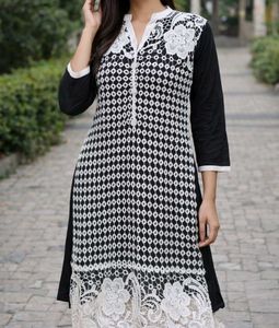 Elegant Black & White Kurta