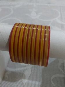 Traditional Red &amp; Yellow Plastic Bangles Set