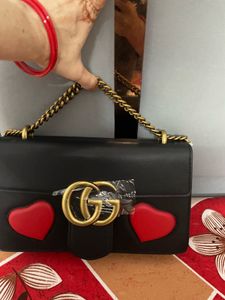 Black Leather Heart Crossbody Bag