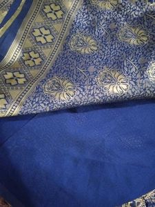 Elegant Navy Blue Banarasi Silk Saree