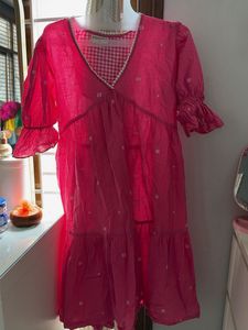 Vibrant Pink Tiered Midi Dress
