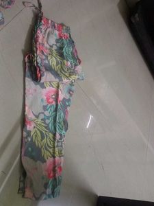 Floral co ord set with Embellished Collar