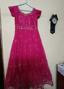 Pink Embroidered Indian Dress