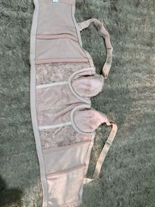 Lace Trimmed Pink Bra