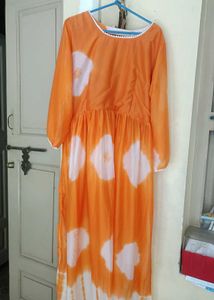 Vibrant Orange Tie-Dye Kurta