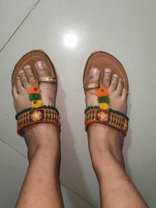 Embroidered Flat Sandals