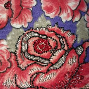 Vintage Floral Print Knit Sweater with sequins ✨️