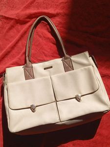 pantaloons Cream laptop handbag