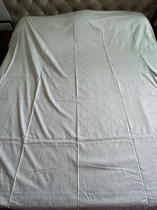 Beige white Soft Striped King size Bedsheet set