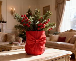 Red Knitted Vase