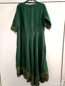 Girls Anarkali Kurta In Green Colour