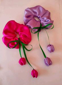 Tulip Satin Scrunchies(set of 2)
